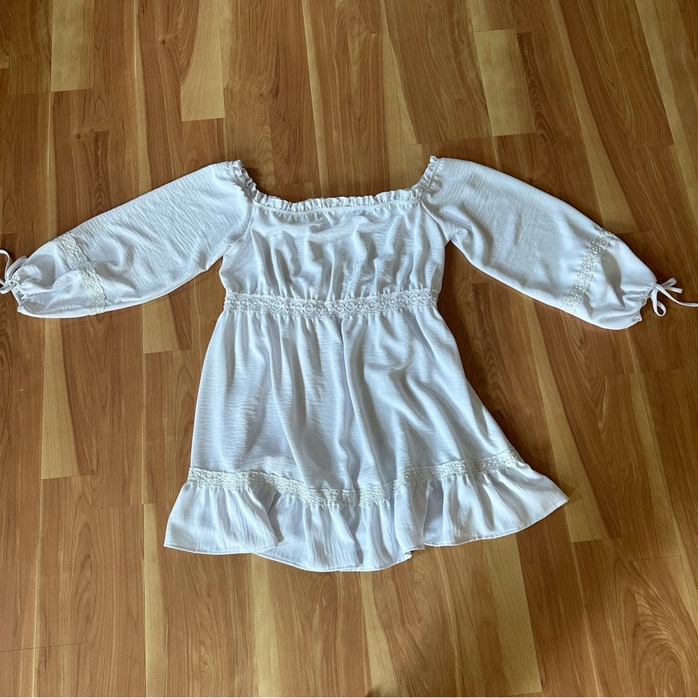 NWOT Curvy Sense 2x white mini dress long sleeve